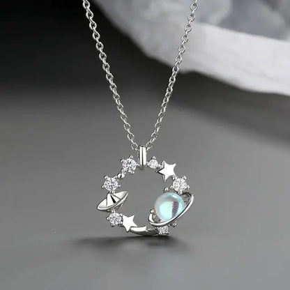 OMNI™ Luxury Crescent Moon and Star Shiny Zircon Necklace