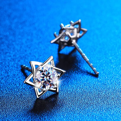 OMNI™ Shiny Hexagram Moissanite Stud Earrings