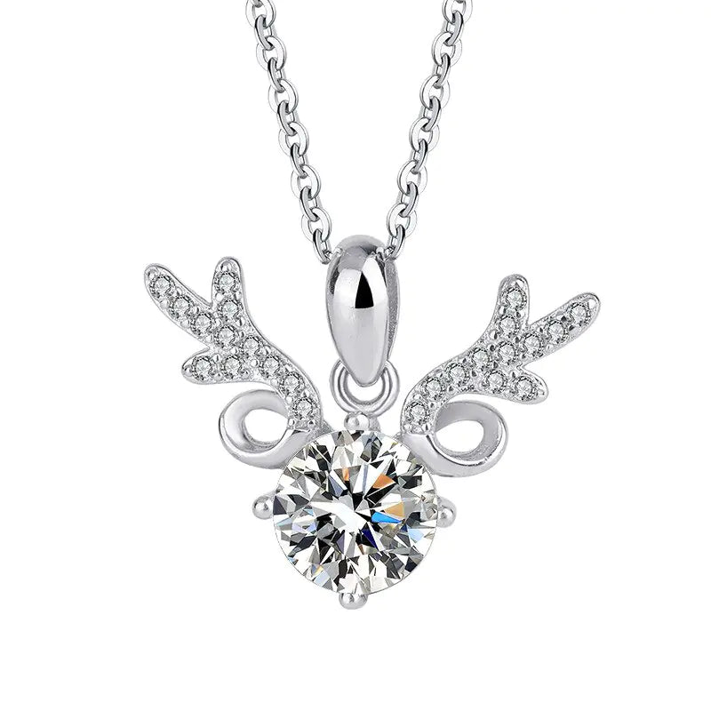 OMNI™ 925 Sterling Silver Deer Antler Moissanite Diamond Necklace