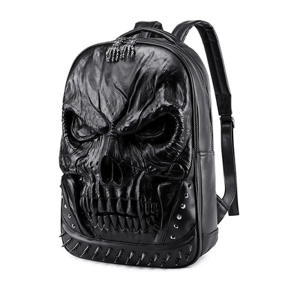 OMNI™ 3D Gothic Skull Thick Leather Large Capacity Backpack