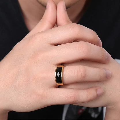 OMNI™ Men's Black Carnelian Stone Ring