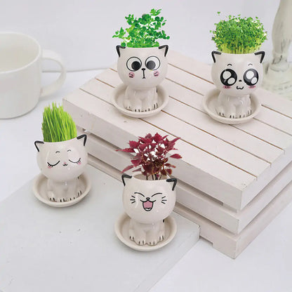 OMNI™ Mini Cat Shaped Cartoon Ceramic Flowerpot