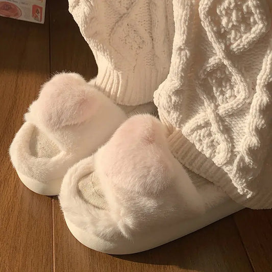 OMNI™ Lovely Heart Fluffy Fur Slippers