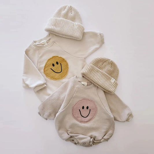 OMNI™ Smiley Face Sweatshirt Baby Romper