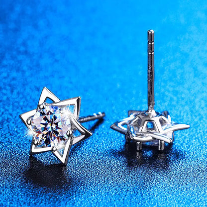 OMNI™ Shiny Hexagram Moissanite Stud Earrings