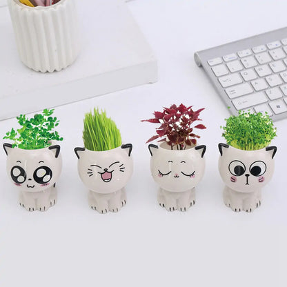 OMNI™ Mini Cat Shaped Cartoon Ceramic Flowerpot