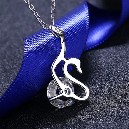 OMNI™ 925 Sterling Silver 2 CT Moissanite Diamond Swan Necklace