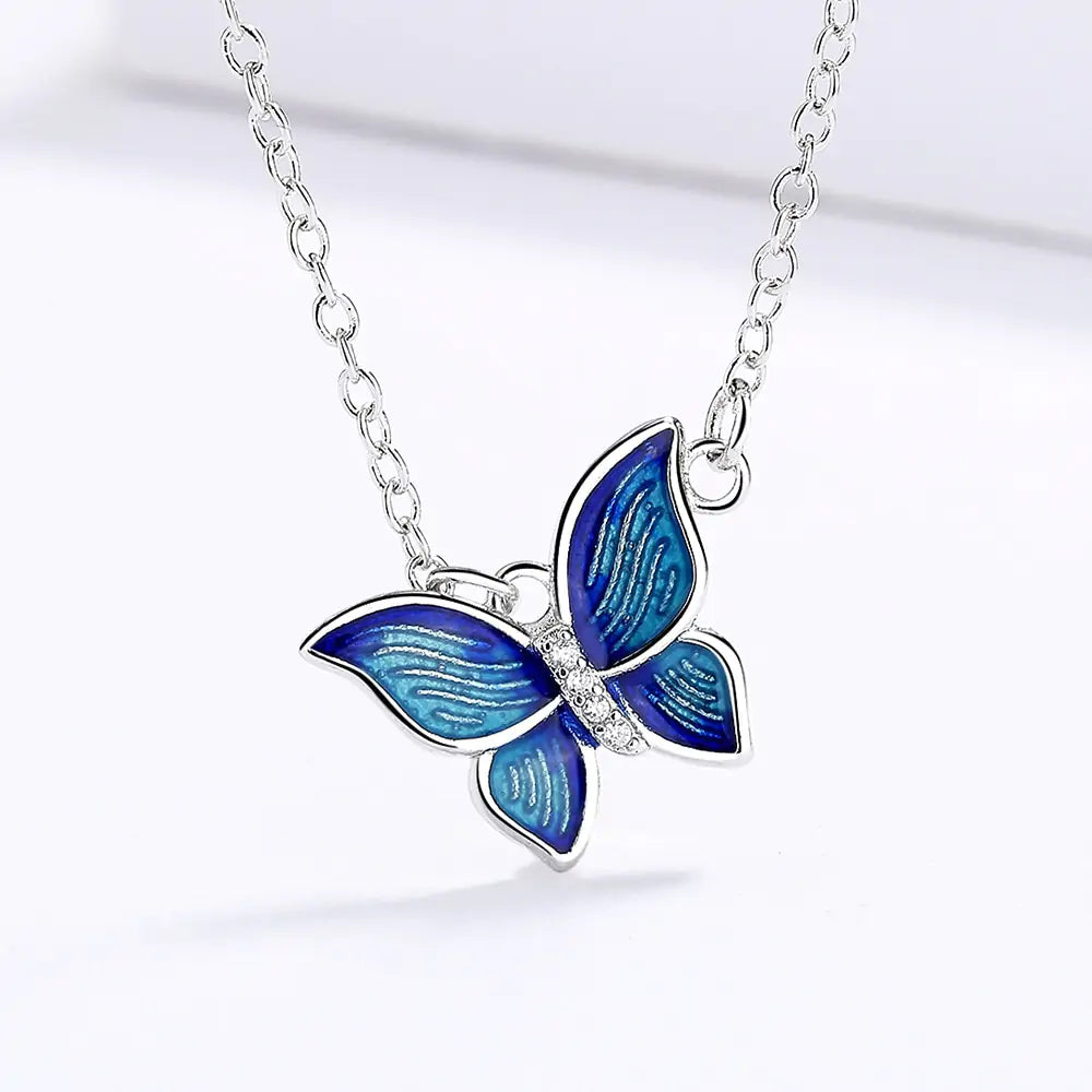 OMNI™ 925 Sterling Silver 3 Piece Blue Butterfly Necklace Set