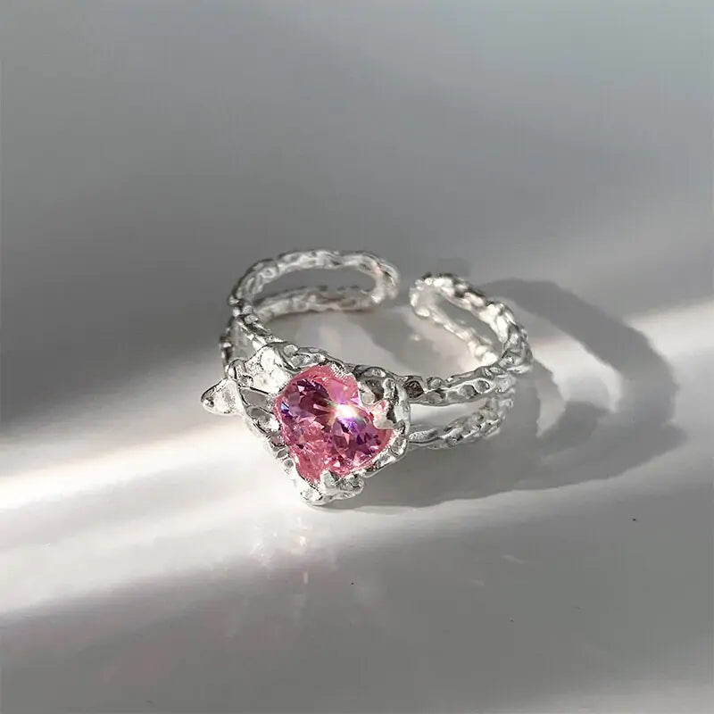 OMNI™ Pink Crystal Irregular Heart Ring