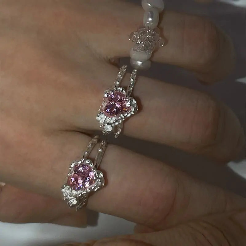 OMNI™ Pink Crystal Irregular Heart Ring