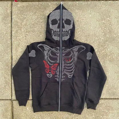 OMNI™ Gothic Butterfly Skeleton Full Zip Hoodie