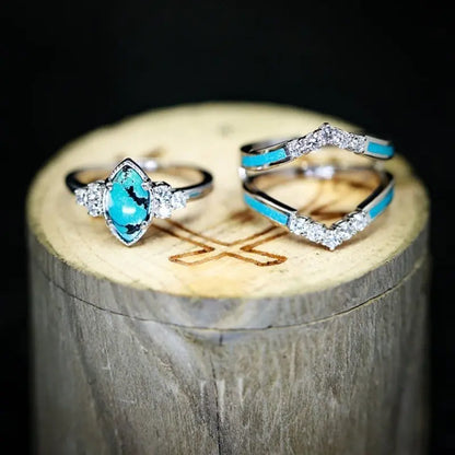 OMNI™ 3Pcs Inlaid Green Gemstone Ring Set